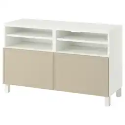 IKEA BestÅ Tv-meubel met deuren, wit/krukmakare beige, 120x42x74 cm aanbieding