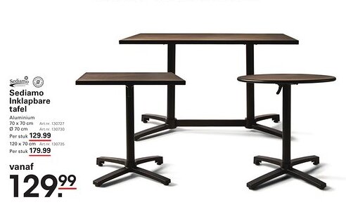Sligro Sediamo Inklapbare tafel aanbieding