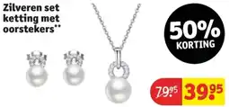 Kruidvat Zilveren set ketting met oorstekers aanbieding
