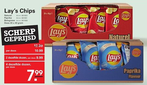 Sligro Lay's Chips Naturel Paprika aanbieding