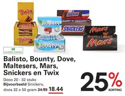 Sligro Balisto, Bounty, Dove, Maltesers, Mars, Snickers en Twix aanbieding