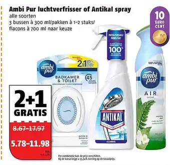 Poiesz Ambi Pur luchtverfrisser of Antikal spray 700ml aanbieding