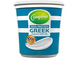 Hoogvliet Campina Griekse yoghurt 1,5% vet high protein aanbieding