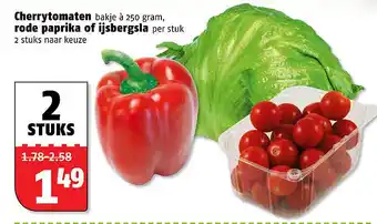 Poiesz Cherrytomaten 250g, rode paprika of ijsbergsla aanbieding