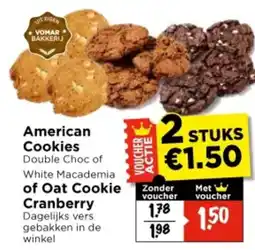 Vomar Voordeelmarkt American Cookies of Oat Cookie Cranberry aanbieding