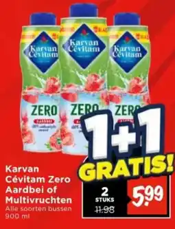 Vomar Voordeelmarkt Karvan Cévitam Zero Aardbei of Multivruchten aanbieding