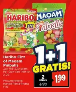 Vomar Voordeelmarkt Haribo Fizz of Maoam Pinballs aanbieding