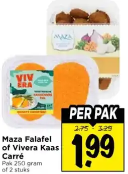 Vomar Voordeelmarkt Maza Falafel of Vivera Kaas Carré aanbieding