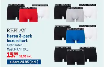 Makro REPLAY Heren 3-pack boxershort aanbieding