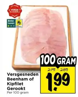 Vomar Voordeelmarkt Versgesneden Beenham of Kipfilet Gerookt aanbieding