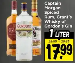Vomar Voordeelmarkt Captain Morgan Spiced Rum, Grant's Whisky of Gordon's Gin aanbieding