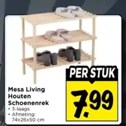 Vomar Voordeelmarkt Mesa Living Houten Schoenenrek aanbieding