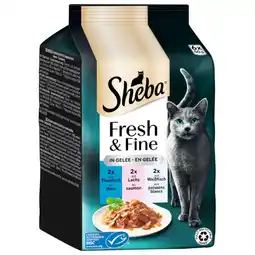 Zooplus Sheba Fresh & Fine in Gelei/Saus Kattenvoer Megapack 12 x 50 g - Tonijn, Zalm & Witvis in Gelei aanbieding