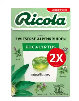 De Online Drogist Ricola Keelpastilles Eucalyptus Suikervrij aanbieding