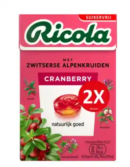 De Online Drogist Ricola Keelpastilles Cranberry Suikervrij aanbieding