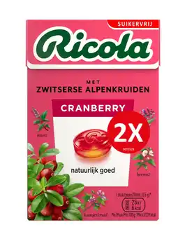 De Online Drogist Ricola Keelpastilles Cranberry Suikervrij aanbieding