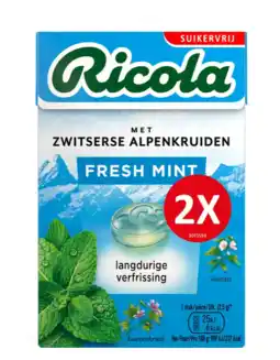 De Online Drogist Ricola Keelpastilles Fresh Mint Suikervrij aanbieding
