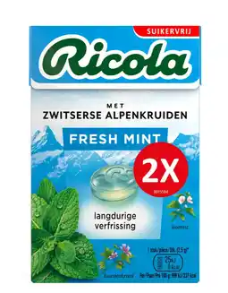 De Online Drogist Ricola Keelpastilles Fresh Mint Suikervrij aanbieding