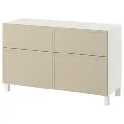 IKEA BestÅ Opbergcombi met deuren/lades, Krukmakare beige/stubbarp wit, 120x42x74 cm aanbieding