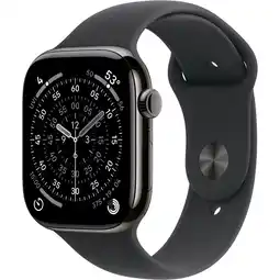 MediaMarkt APPLE Watch Series 11GPS + Cellular - 46mmTitanium Case - Black Sport Band S/M Smartwatch Slate aanbieding