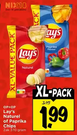 Vomar Voordeelmarkt Lay's Naturel of Paprika Chips aanbieding