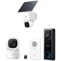 MediaMarkt Eufy Solocam E30 + Eufy Video Doorbell C30 With Sd Card And Chime Indoor Cam C220 White Slimme Buite aanbieding