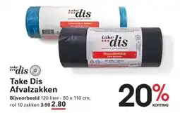 Sligro Take Dis Afvalzakken met handvat 61 x 80cm 60L HDPE 20my aanbieding