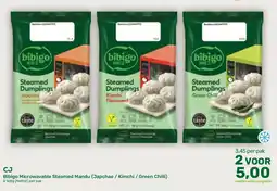 Amazing Oriëntal Cj Bibigo Microwavable Steamed Mandu (Japchae / Kimchi / Green Chilli) aanbieding