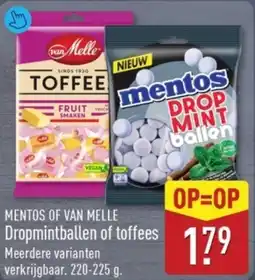 ALDI Mentos of Van Melle Dropmintballen of Toffees aanbieding