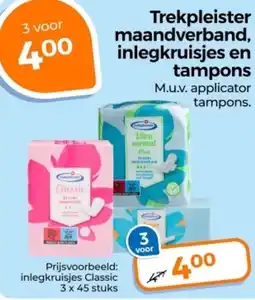 Trekpleister Trekpleister maandverband, inlegkruisjes en tampons aanbieding