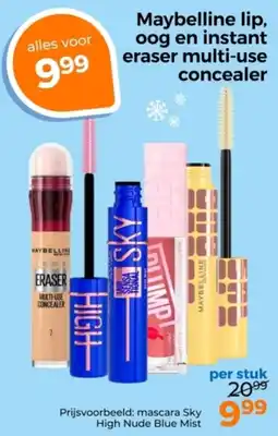 Trekpleister Maybelline lip, oog en instant eraser multi-use concealer aanbieding