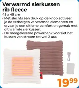 Trekpleister Verwarmd sierkussen rib fleece aanbieding