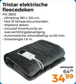 Trekpleister Tristar elektrische fleecedeken PD-3803 aanbieding