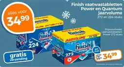 Trekpleister Finish vaatwastabletten Power en Quantum jaarvolume aanbieding
