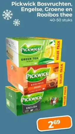 Trekpleister Pickwick Bosvruchten, Engelse, Groene en Rooibos thee aanbieding