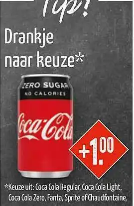 Big Snack Drankje Coca Cola Regular, Coca Cola Light, Coca Cola Zero, Fanta, Sprite Of Chaudfontaine aanbieding