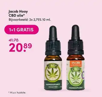 Drogisterij Visser Jacob Hooy CBD Olie 1+1 Gratis aanbieding