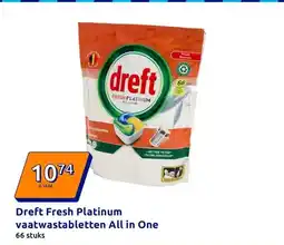 Action Dreft Fresh Platinum vaatwastabletten All in One aanbieding