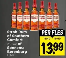 Vomar Voordeelmarkt Stroh Rum of Southern Comfort 700 ml of Sonnema Berenburg 1 liter aanbieding