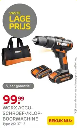 Praxis Worx accu- schroef-/klopboormachine aanbieding