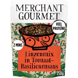 Albert Heijn Merchant Gourmet Linzenmix in tomaat-basilicumsaus aanbieding