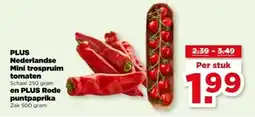 PLUS PLUS Nederlandse Mini trospruim tomaten en PLUS Rode puntpaprika aanbieding