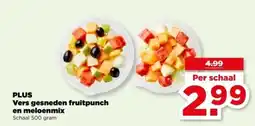 PLUS PLUS Vers gesneden fruitpunch en meloenmix aanbieding