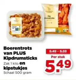 PLUS Boerentrots van plus kipdrumsticks en kipstukjes aanbieding