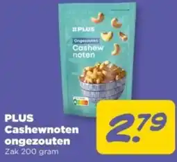 PLUS PLUS Cashewnoten ongezouten aanbieding
