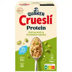 PLUS Quaker Cruesli proteine ZSA pistache aanbieding