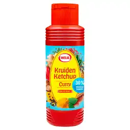 PLUS Hela Kruiden ketchup curry minder suiker aanbieding
