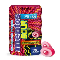 PLUS Mentos Gum sour strawberry aanbieding