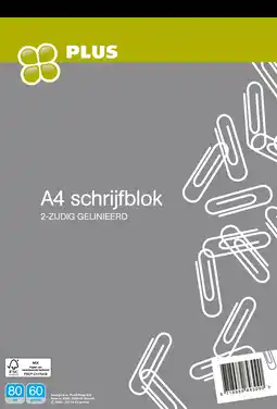 PLUS PLUS Schrijfblok A4 80 vel FSC aanbieding