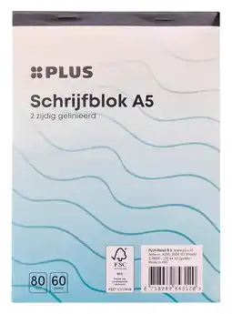 PLUS PLUS Schrijfblok A5 80 vel aanbieding